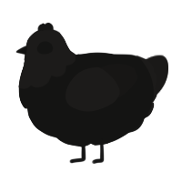 A black and sable chicken with a head pattern
