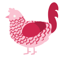 A rose and crimson chicken with a lace pattern