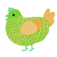 A grass and honey chicken with a lace pattern