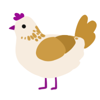 A cream and gold chicken with a neck-speckle pattern