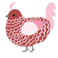 A red and rose chicken with a lace pattern