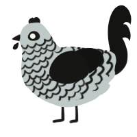 A silver and black chicken with a lace pattern