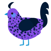 A blurple and tumblr chicken with a speckle pattern