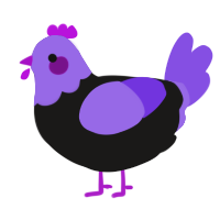 A sable and blurple chicken with a head pattern