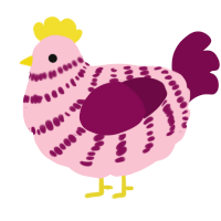 A rose and wine chicken with a bar pattern