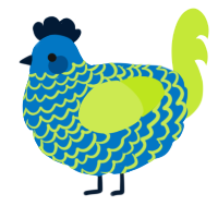 A sapphire and lime chicken with a lace pattern