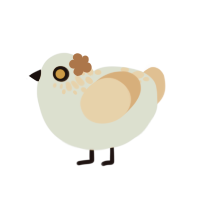 A mist and beige chicken with a neck-speckle pattern