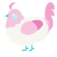 Trans Lefts, a white and pink chicken with a head pattern