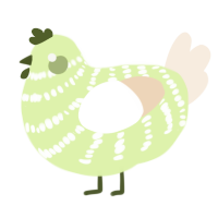 A apple and cream chicken with a bar pattern