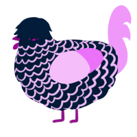 A tumblr and lavender chicken with a lace pattern