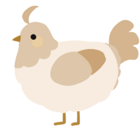 A cream and beige chicken with a head pattern
