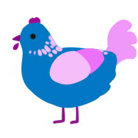 A sapphire and lavender chicken with a neck-speckle pattern