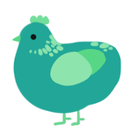 A turquoise and spring chicken with a neck-speckle pattern