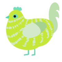 LIMA, a lime and gluppy chicken with a bar pattern