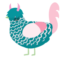 梅雨, a teal and rose chicken with a lace pattern