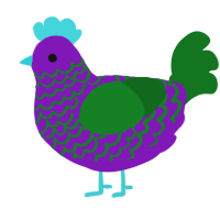 A violet and leaf chicken with a lace pattern
