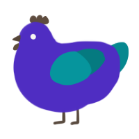 A indigo and teal chicken