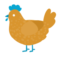 A orange chicken with a speckle pattern