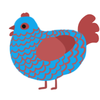 A sky and red chicken with a lace pattern