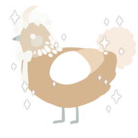 A beige and cream chicken with a neck-speckle pattern