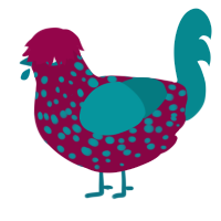 (unnamed), a maroon and teal chicken with a speckle pattern
