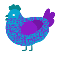 deep end of the pool, a cerulean and violet chicken with a double-lace pattern