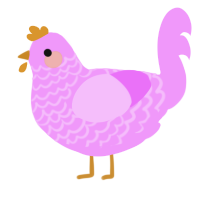 lil milky, a lavender chicken with a lace pattern
