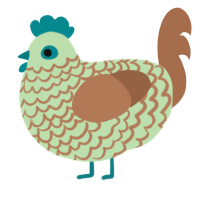 betterer mint choccy, a gluppy and brown chicken with a lace pattern