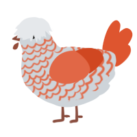 unnamed, a mist and vermilion chicken with a lace pattern