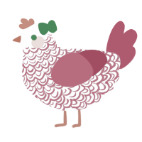 peppermint, a mist and crimson chicken with a double-lace pattern