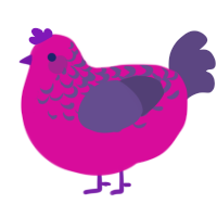 A fuchsia and overcast chicken with a half-lace pattern