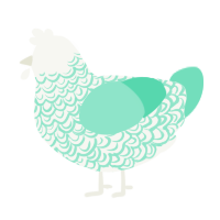 Spectral Lights, a white and mint chicken with a double-lace pattern
