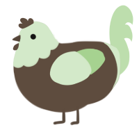 A bark and gluppy chicken with a head pattern