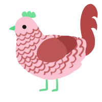flesh tones, a rose and red chicken with a lace pattern