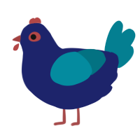 Bluey, a navy and sea chicken