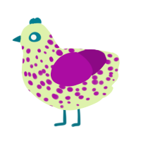 fart under a blanket, a apple and plum chicken with a speckle pattern