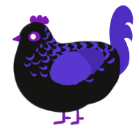 (unnamed), a black and indigo chicken with a half-lace pattern