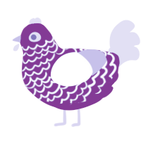 A plum and lilac chicken with a lace pattern