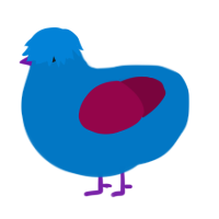A sapphire and maroon chicken