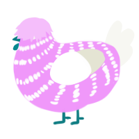 A lavender and white chicken with a bar pattern