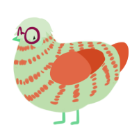 Minty Fresh, a gluppy and vermilion chicken with a bar pattern