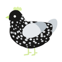 A sable and mist chicken with a speckle pattern