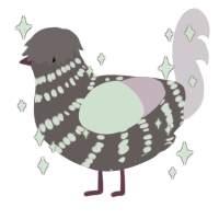 A overcast and lavender chicken with a bar pattern