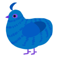 Blueberry, a sapphire and ultramarine chicken with a bar pattern