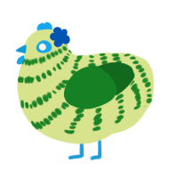 A lemon and leaf chicken with a bar pattern