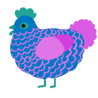 A sapphire and orchid chicken with a lace pattern