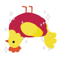 福, a crimson and yellow chicken with a head pattern