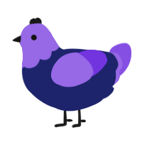 A navy and blurple chicken with a head pattern