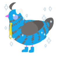 Tianyi, a sky and grey chicken with a bar pattern