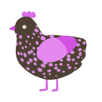 Marscesens, a bark and lavender chicken with a speckle pattern